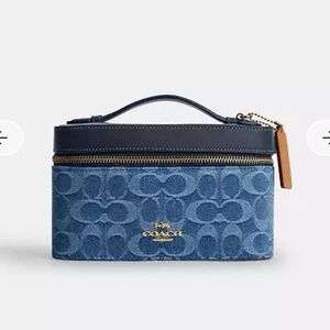 New Coach Cosmetic Case in Signature Denim Gold/Indigo CDC16